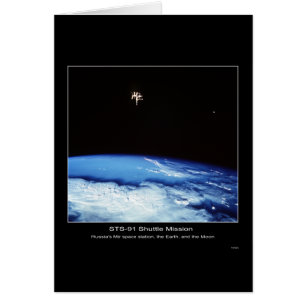 Cartão Estação Espacial Russa, Terra e Lua