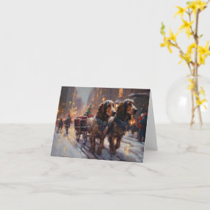 Cartão Estação Festiva de Natal Inglês Cocker Spaniel