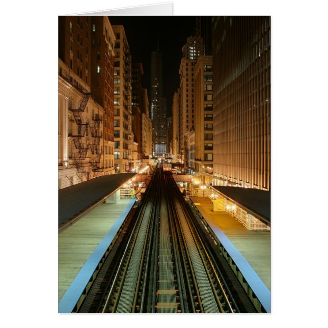 Cartão Estação "L" de Chicago à noite (Frente)