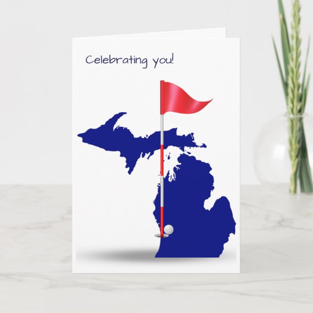 Cartão estado de Michigan e bola de golfe (Frente)