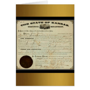 Cartão Estado do Kansas 1875 Jesse James Exadition Order