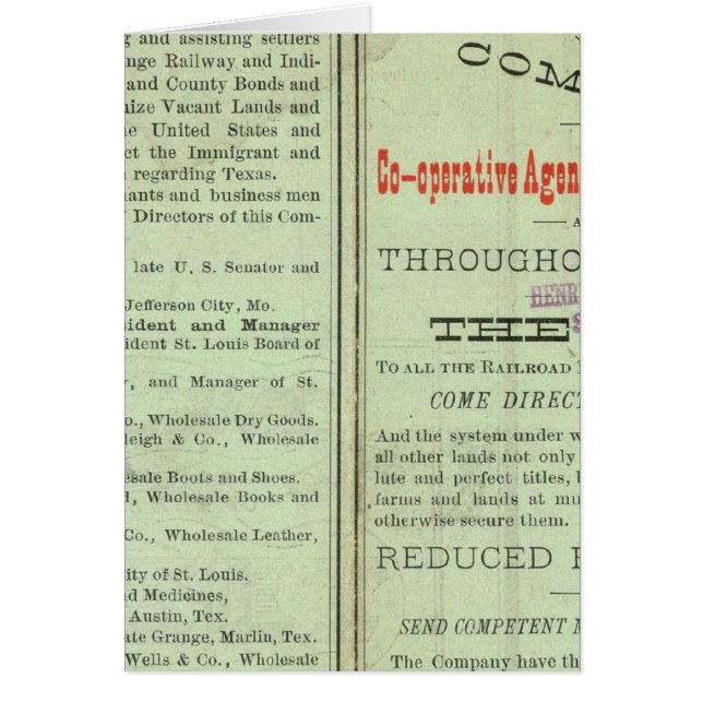 Cartão Estado do Texas (Frente)