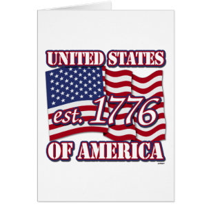Cartão Estados Unidos da América est 1776 com USA Flag