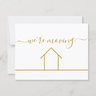 Cartão Estamos mudando a mudança Dourada de endereço para