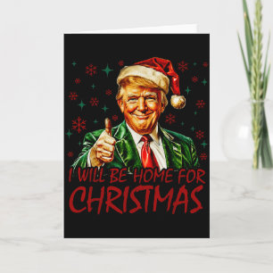 Cartão Estarei em Casa no Natal Papai Noel Divertido Trum