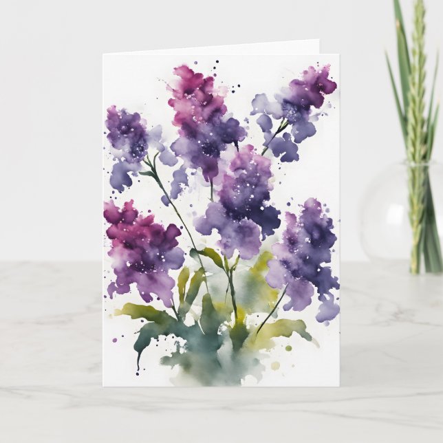 Cartão Estátice - Flores aquarela (Frente)