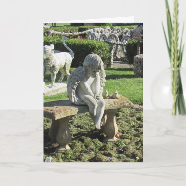 Cartão Estátua Angel no Bench Inspirational Quote Card (Frente)