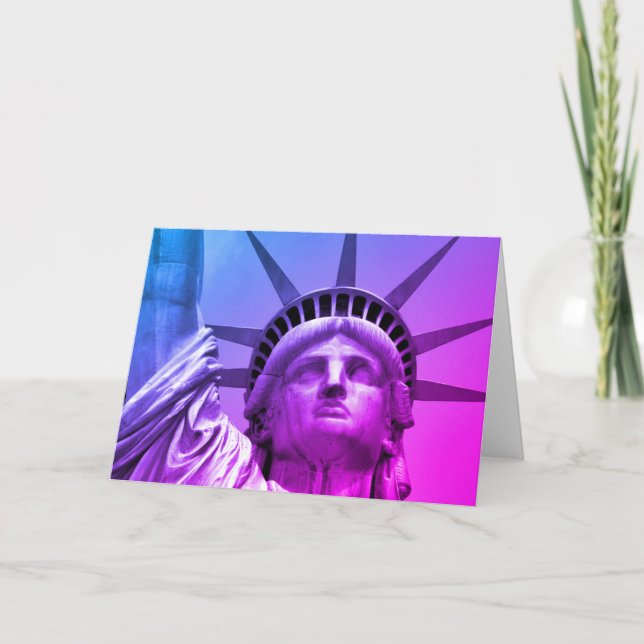 Cartão Estátua da Liberdade em Nova York com Arte Pop Rox (Frente)
