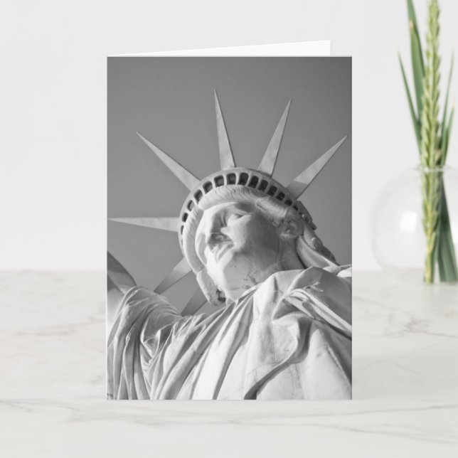 Cartão Estátua da Liberdade Preto Branco (Frente)