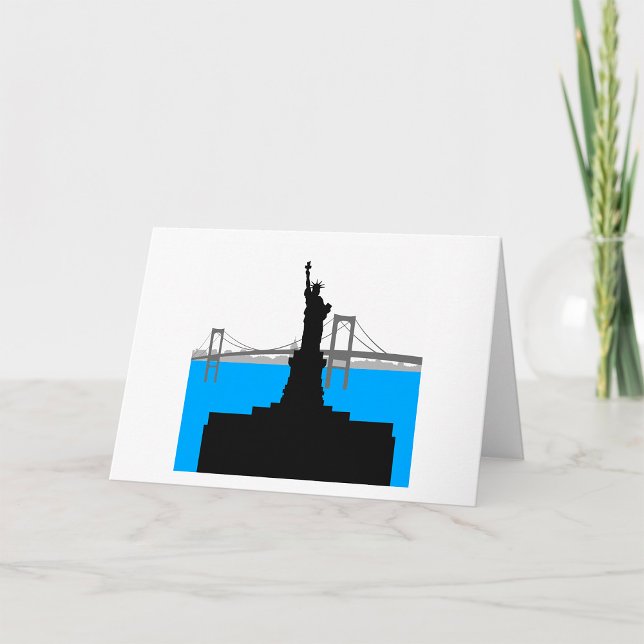 Cartão Estátua da Liberdade Silhouette Nova York Skyline (Criador carregado)
