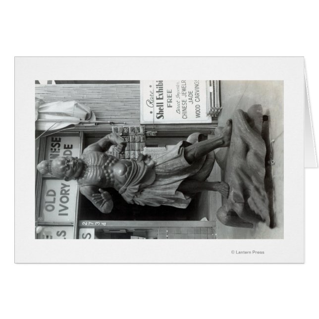 Cartão Estátua de Guarda Templo no Compro Pacific Curio, (Frente Horizontal)