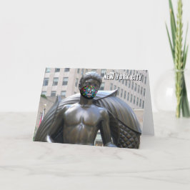 Cartão Estátua de juventude com máscara de rosto calvera 