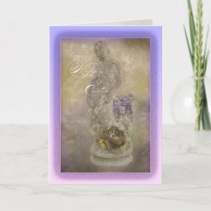 Cartão Estátua de páscoa com Flores