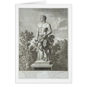 Cartão Estátua de um Satyr em Versalhes, 1675, 'de Vues