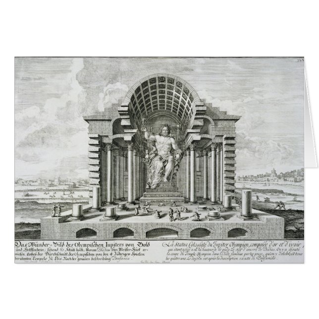 Cartão Estátua de Zeus Olímpico, feita por Phidias em our (Frente Horizontal)