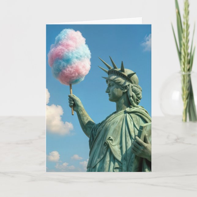 Cartão Estátua do aniversário da Liberdade com Algodão Do (Frente)