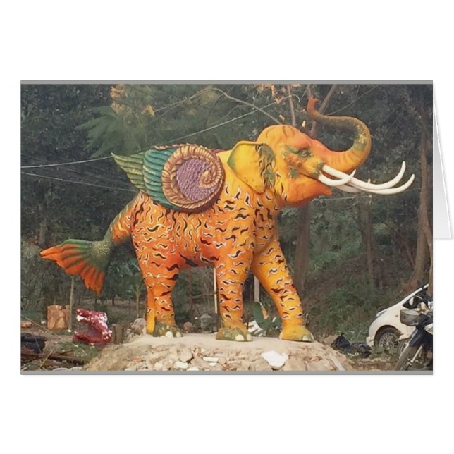 Cartão Estátua do elefante da fantasia em Chiang Mai, (Frente Horizontal)