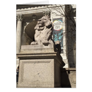 Cartão Estátua do Leão da Biblioteca de Nova Iorque