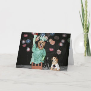 Cartão Estátua ouro da Liberdade para 4 de julho