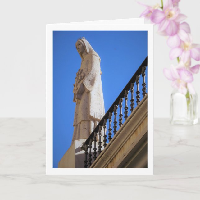 Cartão Estátua Religiosa, Cidade de Valência, Espanha (Orquídea)