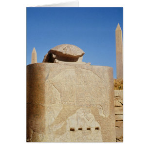 Cartão Estátua sagrada de lenço no Templo de Amun