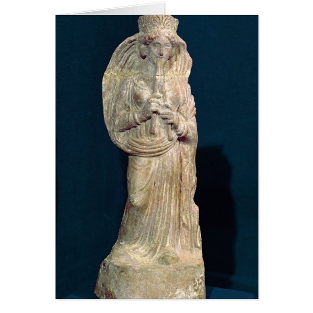 Cartão Estatueta de uma mulher com flauta dupla (Frente)