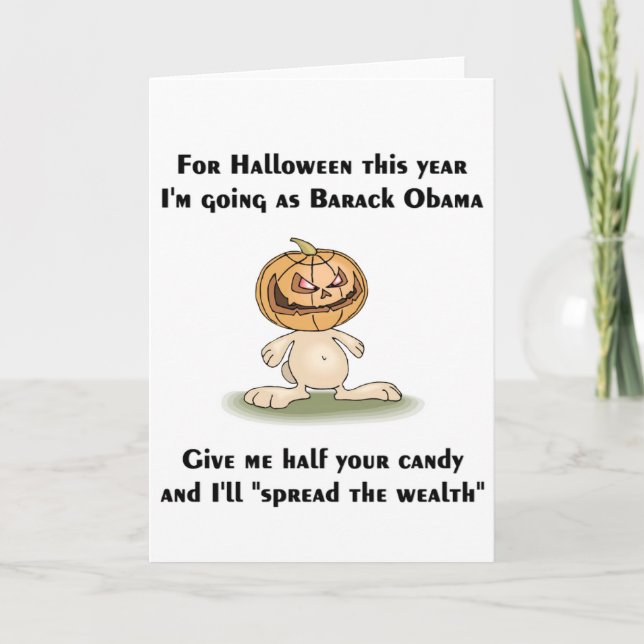 Cartão Este Dia das Bruxas eu estou indo como Barack (Frente)