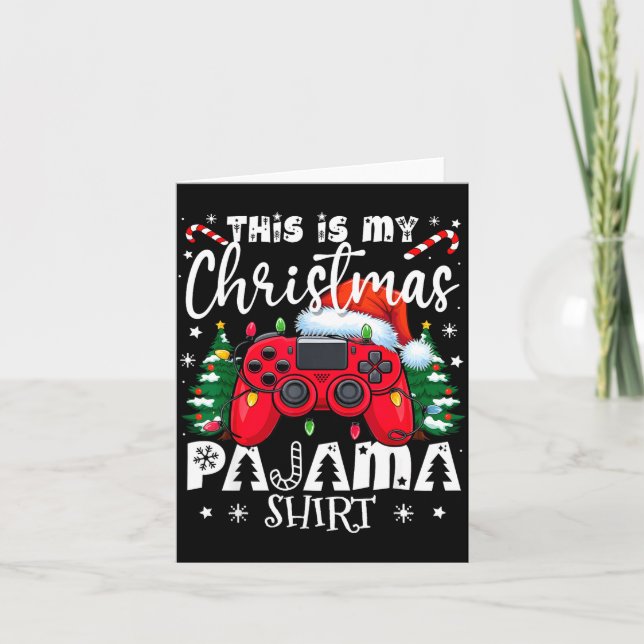 Cartão Este É Meu Vídeo Game de Natal de Pijama para Garo (Frente)