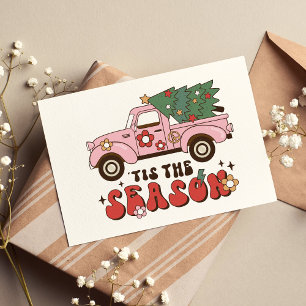 Cartão Este É O Natal Ilustrado Do Retro Rosa Da Época