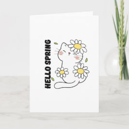 Cartão Estética Minimalista Olá Primavera Gato & Margarid