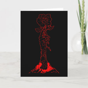 Cartão Estética Zombiecore Mão de Zumbi Rosa Vermelha Esq