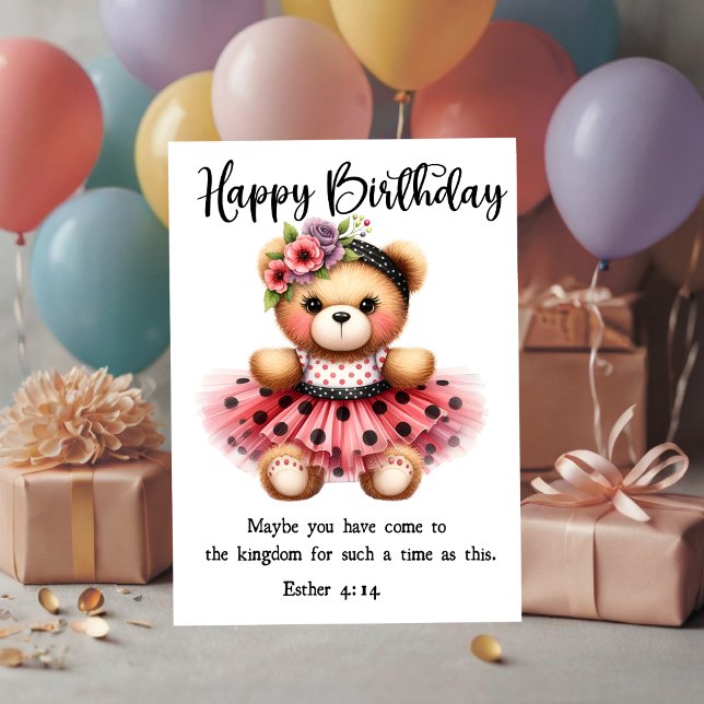 Cartão Esther 4:14 Birthday Card (Personalize this cute Christian Birthday Greeting Card, and enjoy the scripture from Esther 4:14)