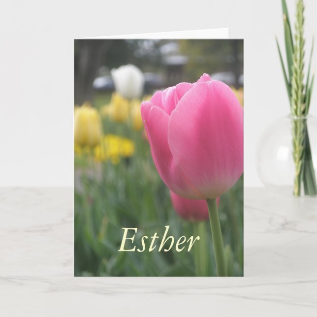 Cartão Esther Girls name Tulip Greeting Card (Frente)