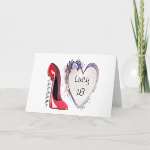Cartão Estiletto e presentes cardíacos personalizáveis