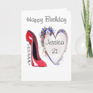 Cartão Estiletto e presentes cardíacos personalizáveis
