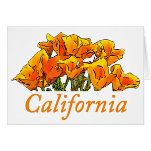 Cartão Estilizado texto "California Poppy Art", "Californ