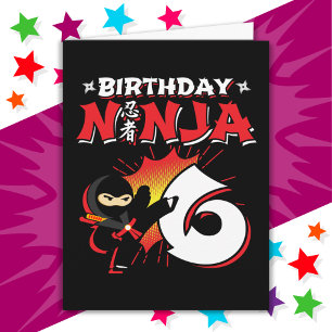 Cartão Estilo Comic Book de 6 anos Estilo Ninja 6 Anivers