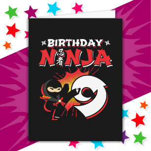 Cartão Estilo de Livro de 9 Anos Ninja 9º Aniversário