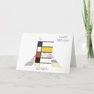 Cartão Estilo de Neoplasticismo Monograma. Letra E