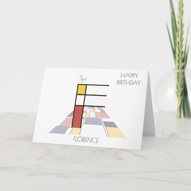 Cartão Estilo de Neoplasticismo Monograma. Letra F (Frente)