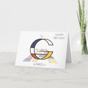 Cartão Estilo de Neoplasticismo Monograma. Letra G
