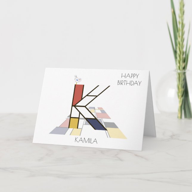 Cartão Estilo de Neoplasticismo Monograma. Letra K (Frente)