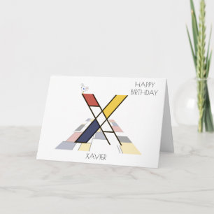 Cartão Estilo de Neoplasticismo Monograma. Letra X