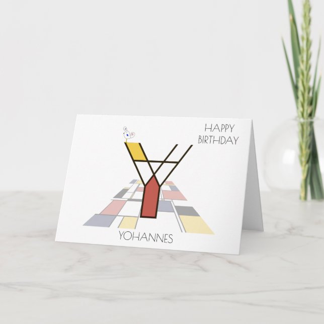 Cartão Estilo de Neoplasticismo Monograma. Letra Y (Frente)