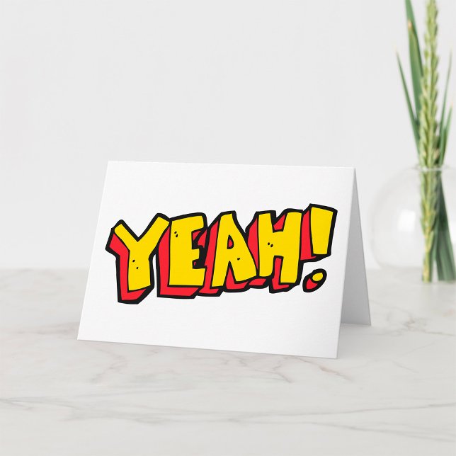 Cartão Estilo de Quadrinhos Texto Gráfico 'Yeah' em Amare (Criador carregado)