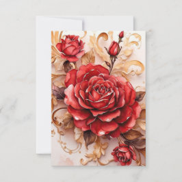 Cartão Estilo de Vintagem do Script Rosa de Aquarela Verm