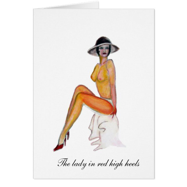 Cartão estilo do vintage da menina do pinup (Frente)