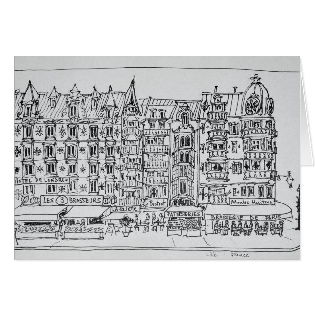 Cartão Estilo Haussmann | Lille, França (Frente Horizontal)