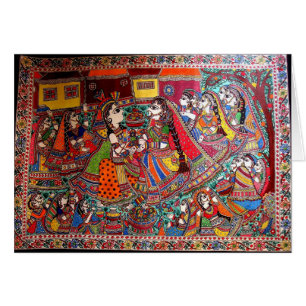 CARTÃO ESTILO HINDU DA ARTE DOS DEUSES MADHUBANI DE RADHA