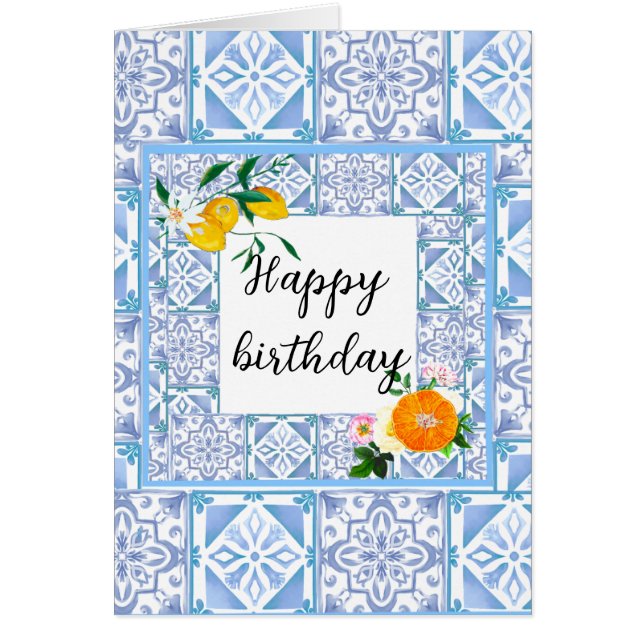 Cartão estilo mediterrânico,limão,estilo Amalfi, (Frente)